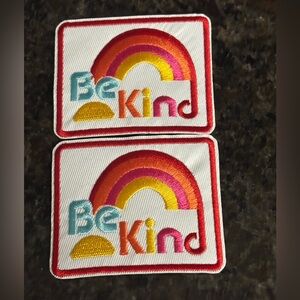 Colorful 'Be Kind' Embroidered Patches set of 2, 3 inches